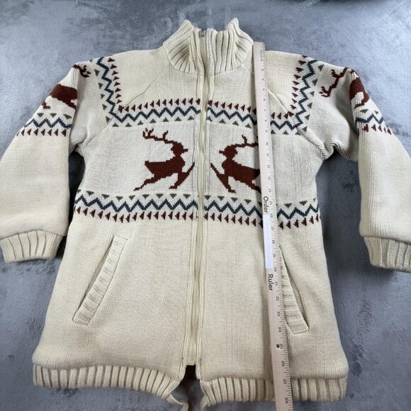 Vintage International Jacket Mens Small Reversible Deer Knit Lined 80s - Picture 7 of 16